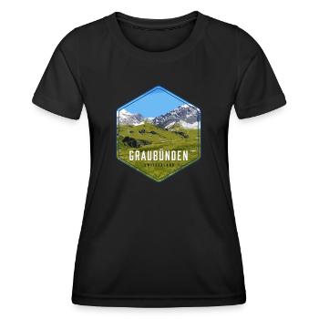 Panorama alpin des Grisons - T-shirt sport Femme - noir - Devant - AI Model Female 172 light (172cm)