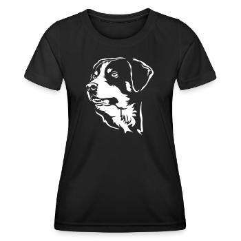 Appenzeller Sennenhund Kopf "Black Edition" - Frauen Funktions-T-Shirt - Schwarz - Vorne - AI Model Female 172 light (172cm)