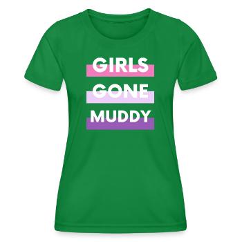 Muddy run shirt mud Matsch Lauf girl Team obstacle - Frauen Funktions-T-Shirt - Kelly Green - Vorne - AI Model Female 172 dark (172cm)