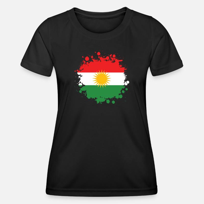 Kurdistan Splash flags design - Women's Functional T-Shirt - black