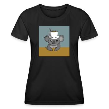 Koala Coffee Break - Women's Functional T-Shirt - black - Front - AI Model Female 172 light (172cm)