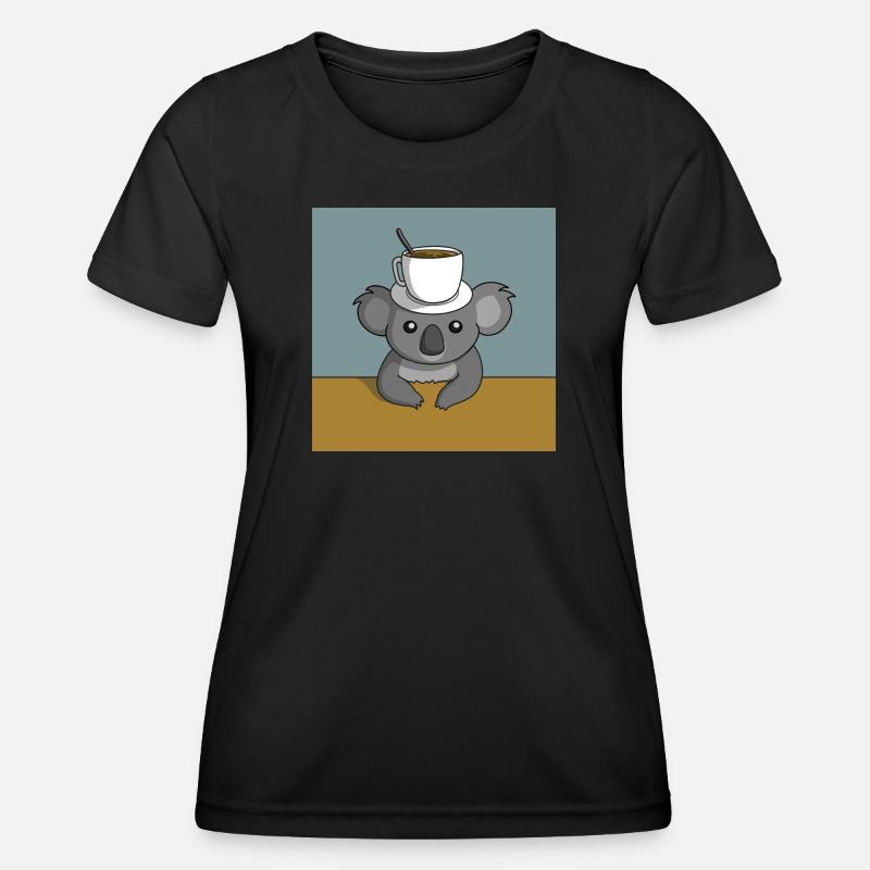 Koala Kaffeepause - Frauen Funktions-T-Shirt - Schwarz