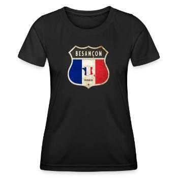 Besançon Frankreich Wappen Flaggen Design - Frauen Funktions-T-Shirt - Schwarz - Vorne - AI Model Female 172 light (172cm)