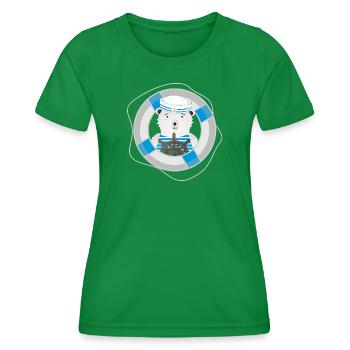 cute bear as a sailor in a navy look - Women's Functional T-Shirt - kelly green - Front - AI Model Female 172 dark (172cm)