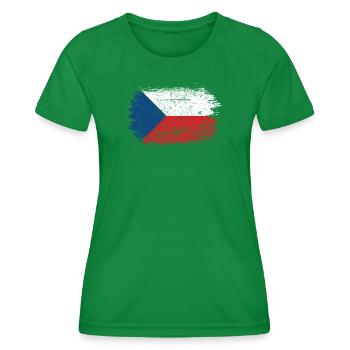 Pinselstrich Tschechische Flagge - Frauen Funktions-T-Shirt - Kelly Green - Vorne - AI Model Female 172 dark (172cm)