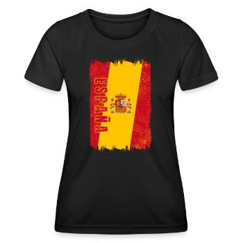 Spanien Flagge - Frauen Funktions-T-Shirt - Schwarz - Vorne - AI Model Female 172 light (172cm)