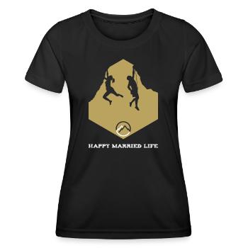 Happy Married Climbing Life. Love Rock Climbing. - Women's Functional T-Shirt - black - Front - AI Model Female 172 light (172cm)