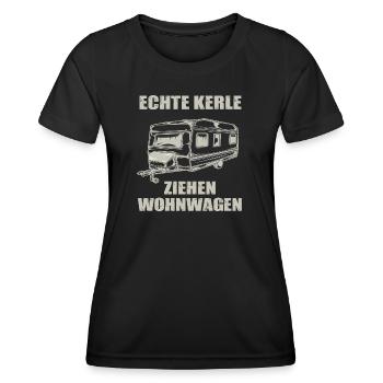 Echte Kerle Ziehen Wohnwagen - Frauen Funktions-T-Shirt - Schwarz - Vorne - AI Model Female 172 light (172cm)