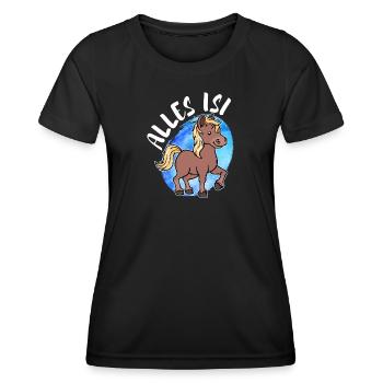 Pony Islandpferde Pferdenarr Statement Islandponys - Frauen Funktions-T-Shirt - Schwarz - Vorne - AI Model Female 172 light (172cm)