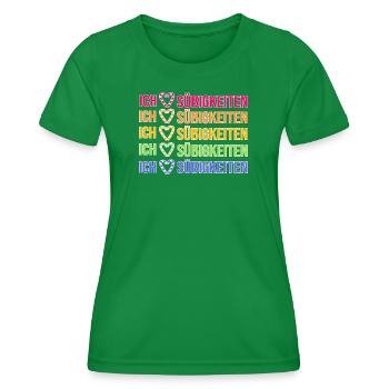 Naschkatzen Ich Liebe Süßigkeiten Nachspeise - Frauen Funktions-T-Shirt - Kelly Green - Vorne - AI Model Female 172 dark (172cm)