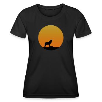Wolf Sunrise - Frauen Funktions-T-Shirt - Schwarz - Vorne - AI Model Female 172 light (172cm)