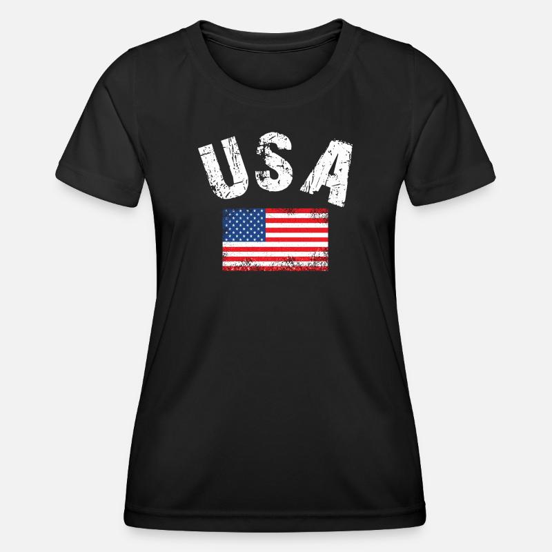 USA Flag - Women's Functional T-Shirt - black