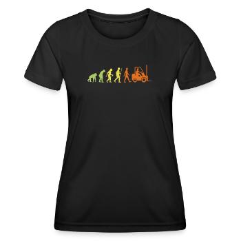 Evolution zur Gabelstapler-Arbeitskraft - Frauen Funktions-T-Shirt - Schwarz - Vorne - AI Model Female 172 light (172cm)