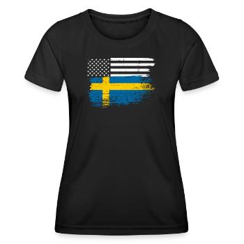 Flag Fusion: US Nordic Brush - Women's Functional T-Shirt - black - Front - AI Model Female 172 light (172cm)
