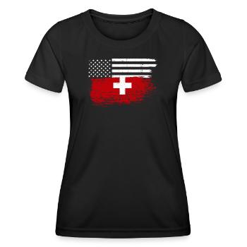 US Stars Swiss Cross Fusion - Women's Functional T-Shirt - black - Front - AI Model Female 172 light (172cm)