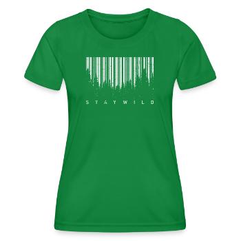 Wald-Barcode-Silhouette - Frauen Funktions-T-Shirt - Kelly Green - Vorne - AI Model Female 172 dark (172cm)
