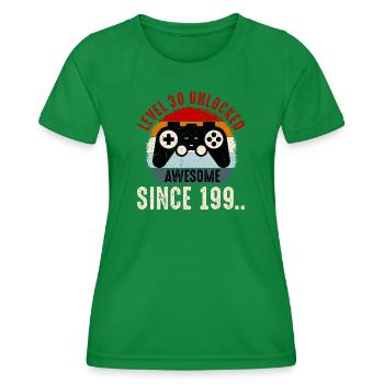 Level-30 Entsperrter Retro-Controller - Frauen Funktions-T-Shirt - Kelly Green - Vorne - AI Model Female 172 dark (172cm)