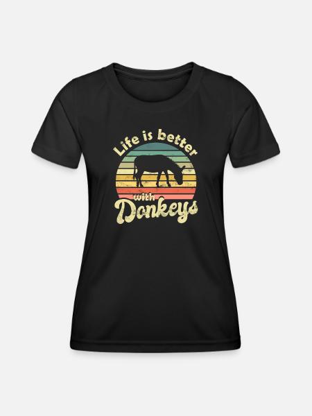 Esel - Frauen Funktions-T-Shirt - Schwarz