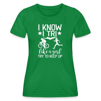 Je sais que j’aime un triathlon de fille - T-shirt sport Femme - vert - Devant - AI Model Female 172 dark (172cm)