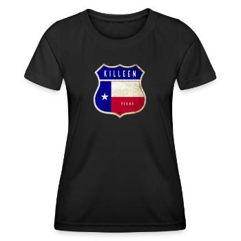Design du drapeau Killeen Texas Crest - T-shirt sport Femme - noir - Devant - AI Model Female 172 light (172cm)