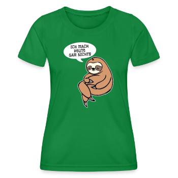 Faul Faultier Statement Schlafen Dschungel Tier - Frauen Funktions-T-Shirt - Kelly Green - Vorne - AI Model Female 172 dark (172cm)