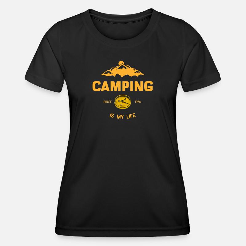 Camping is my life - Women's Functional T-Shirt - black