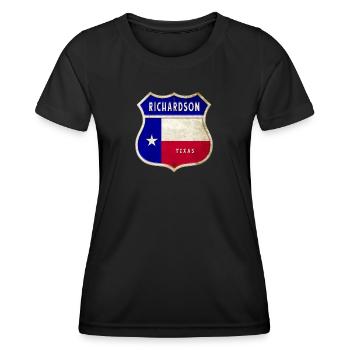 Design du drapeau Richardson Texas Crest - T-shirt sport Femme - noir - Devant - AI Model Female 172 light (172cm)