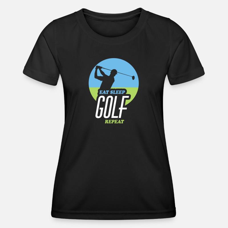 Eating, Sleeping, Golfing, Repeating - Women's Functional T-Shirt - black