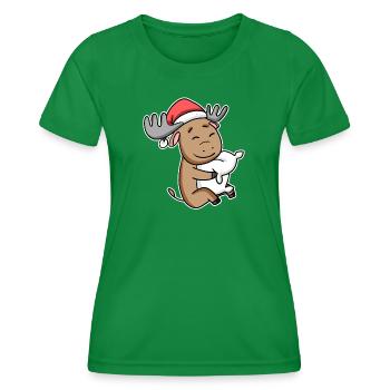 Elch Weihnachten Schlafen Schlaf Ausschlafen - Frauen Funktions-T-Shirt - Kelly Green - Vorne - AI Model Female 172 dark (172cm)