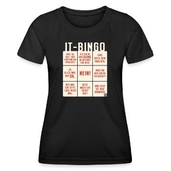 IT Support Bingo Service Desk IT Helpdesk Sysadmin - Frauen Funktions-T-Shirt - Schwarz - Vorne - AI Model Female 172 light (172cm)