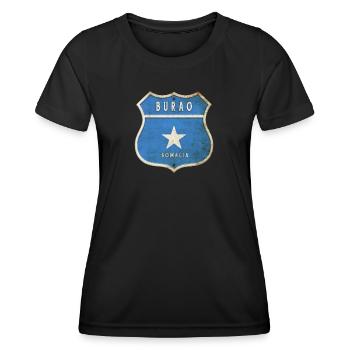 Armoiries de Burao, motif du drapeau de la Somalie - T-shirt sport Femme - noir - Devant - AI Model Female 172 light (172cm)