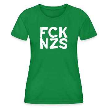 FCK NZS Antifa Text Design FCKNZS - Women's Functional T-Shirt - kelly green - Front - AI Model Female 172 dark (172cm)
