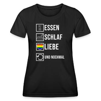 Sexualität Lgbt Herz Liebe Statement Bisexuell - Frauen Funktions-T-Shirt - Schwarz - Vorne - AI Model Female 172 light (172cm)