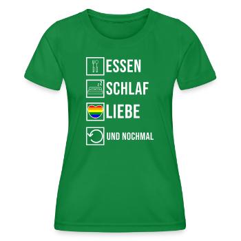 Sexualität Lgbt Herz Liebe Statement Bisexuell - Frauen Funktions-T-Shirt - Kelly Green - Vorne - AI Model Female 172 dark (172cm)