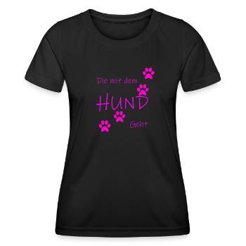Die mit dem Hund geht - Frauen Funktions-T-Shirt - Schwarz - Vorne - AI Model Female 172 light (172cm)