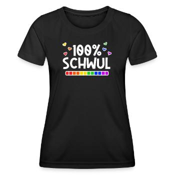 Herz Lgbt Regenbogen Schwul Sexualität Statement - Frauen Funktions-T-Shirt - Schwarz - Vorne - AI Model Female 172 light (172cm)