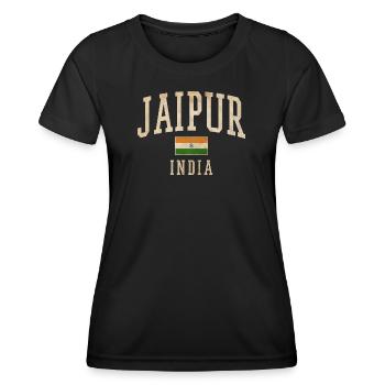 Jaipur India Vintage Druck - Frauen Funktions-T-Shirt - Schwarz - Vorne - AI Model Female 172 light (172cm)