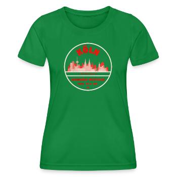 Köln Skyline Retro Stempel - Frauen Funktions-T-Shirt - Kelly Green - Vorne - AI Model Female 172 dark (172cm)