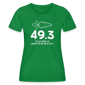 retraite, réforme des retraites, 49 3 - T-shirt sport Femme - vert - Devant - AI Model Female 172 dark (172cm)