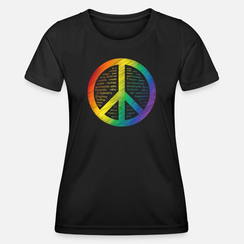 Shining peace sign - Women's Functional T-Shirt - black