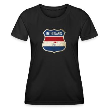 Design du drapeau des Pays-Bas - T-shirt sport Femme - noir - Devant - AI Model Female 172 light (172cm)