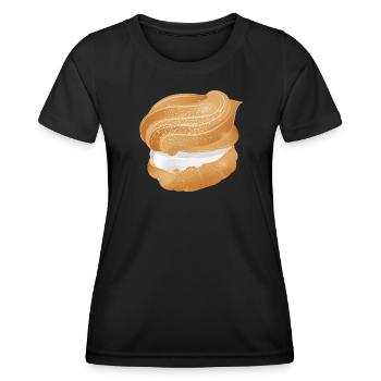 Illustration of a cream filled cream puff - Women's Functional T-Shirt - black - Front - AI Model Female 172 light (172cm)