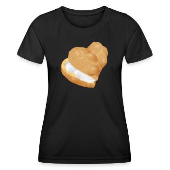 Cream filled cream puff heart - Women's Functional T-Shirt - black - Front - AI Model Female 172 light (172cm)