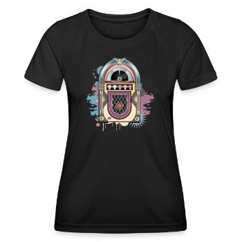 Jukebox au look graffiti rétro aux couleurs vintage - T-shirt sport Femme - noir - Devant - AI Model Female 172 light (172cm)