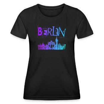 Berlin Skyline Panorama - Frauen Funktions-T-Shirt - Schwarz - Vorne - AI Model Female 172 light (172cm)