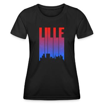 Lille Stadt Skyline Gradient - Frauen Funktions-T-Shirt - Schwarz - Vorne - AI Model Female 172 light (172cm)