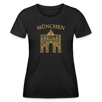 Porte de la Victoire emblématique Munich - T-shirt sport Femme - noir - Devant - AI Model Female 172 light (172cm)