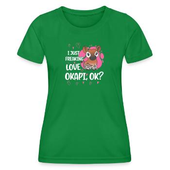 I love okapi - Women's Functional T-Shirt - kelly green - Front - AI Model Female 172 dark (172cm)