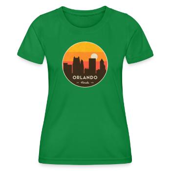 Orlando Skyline Sunset - Women's Functional T-Shirt - kelly green - Front - AI Model Female 172 dark (172cm)