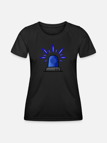 Blaulicht Sirene - Frauen Funktions-T-Shirt - Schwarz